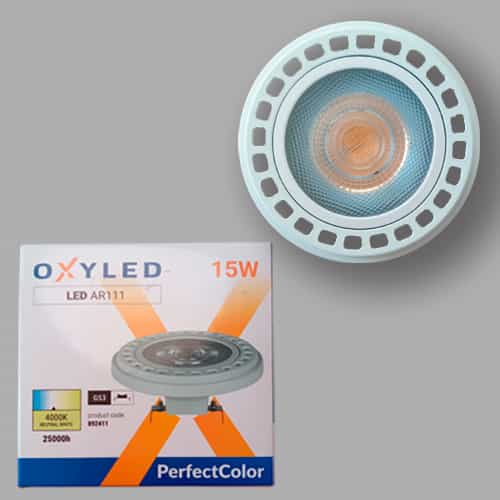 Żarówka GU10 LED AR111, 15W 40st, 4000K, biała, Oxyled